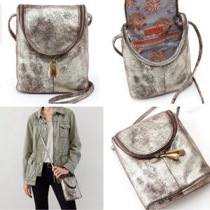 Hobo Distressed Metallic Leather Fern Crossbody